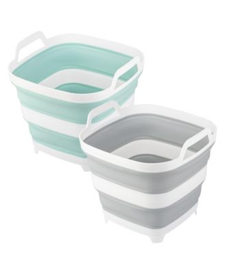 2 Pack Collapsible Ice Bucket Foldable Drink Cooler Multi Purpose Storage Tub