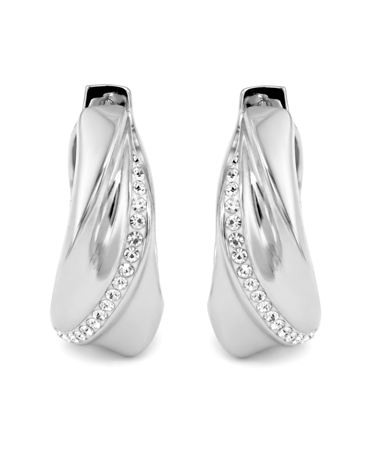 And Now This Crystal Twist 18k Silver Plated Brass Hoop Earrings, Macy's Exclusive