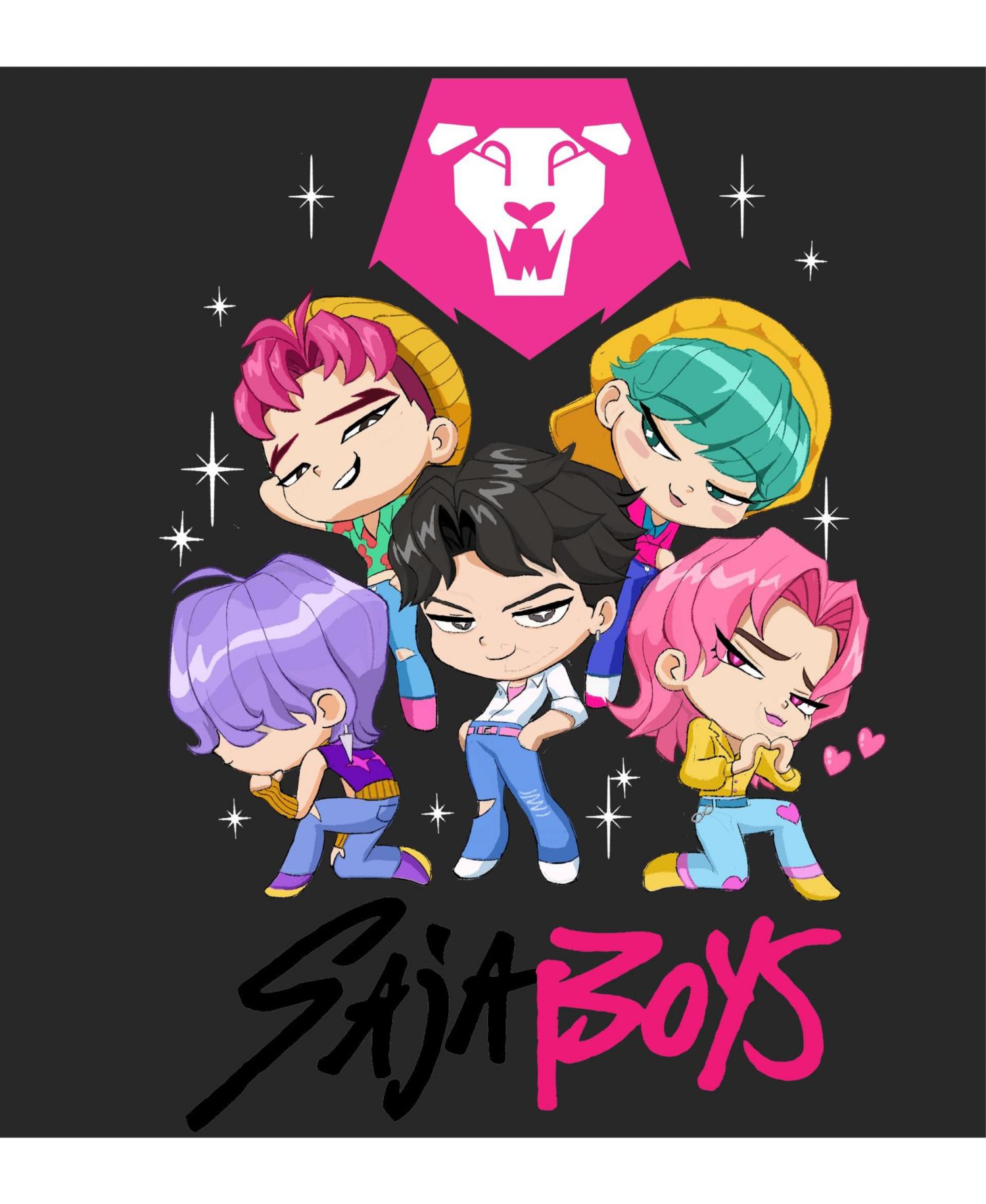 Saja Boys XS - XL Kawaii Chibi Art Boys Long Sleeve Hoodie