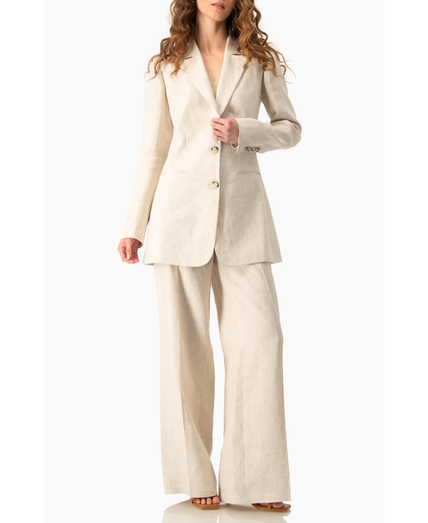 Women's Tailored Linen Two-Button Blazer