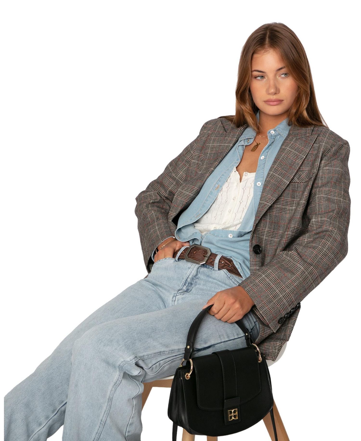 Women's Paris Grid Single Breasted Blazer