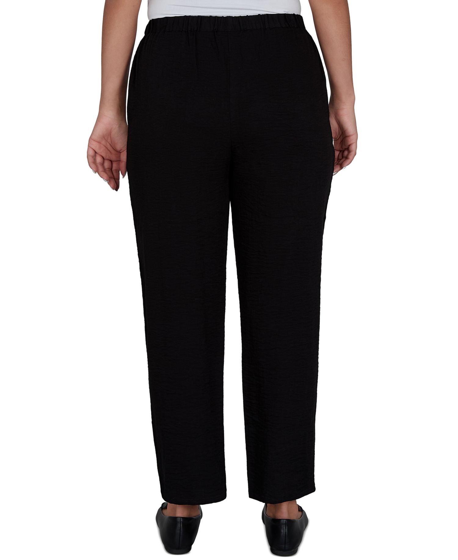 Petite Travel Advisory Pull-On Elastic-Waist Crinkle-Texture Ankle Pants