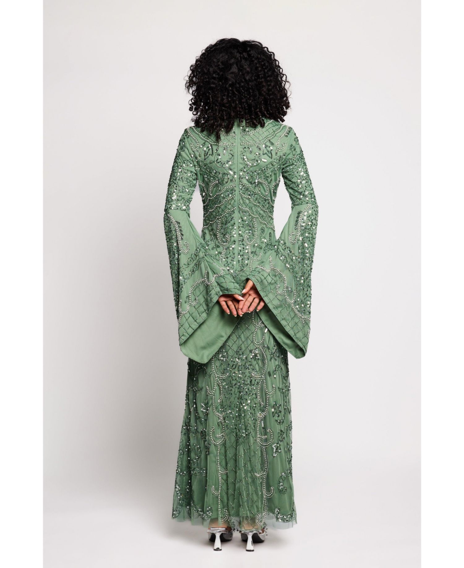 Women's Embellished Long-Sleeve Maxi Dress