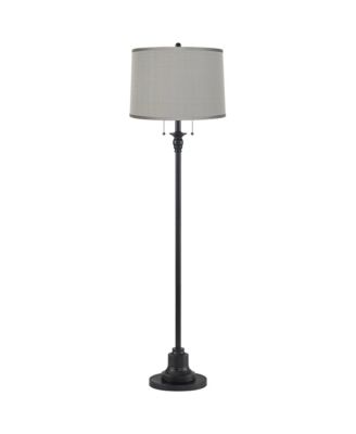 360 Lighting Dyna Traditional 58" Tall 2-Light Standing Floor Lamp Skinny Pole Pull Chain Finish Drum Platinum Shade