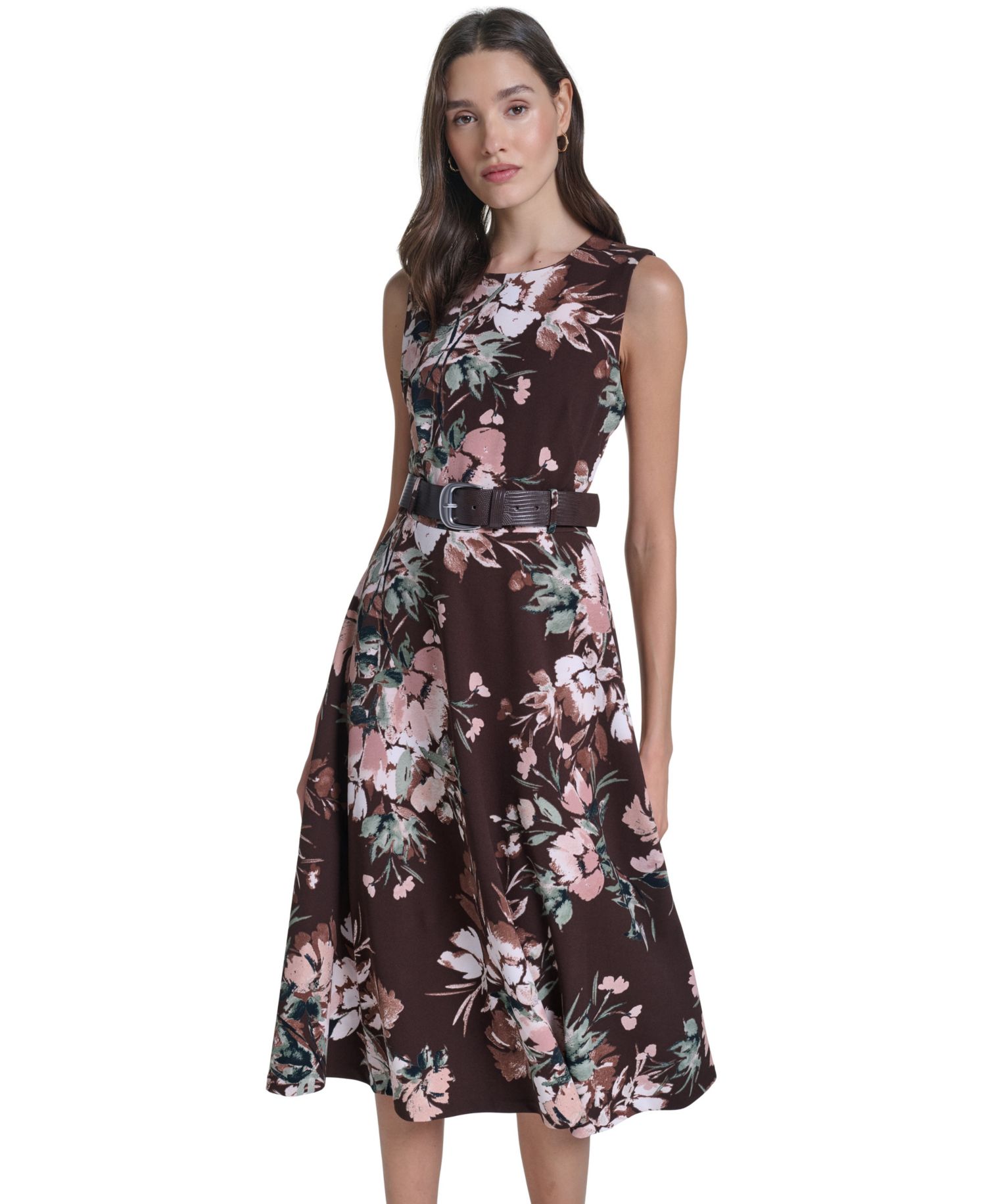 Women's Floral-Print A-Line Midi Dress