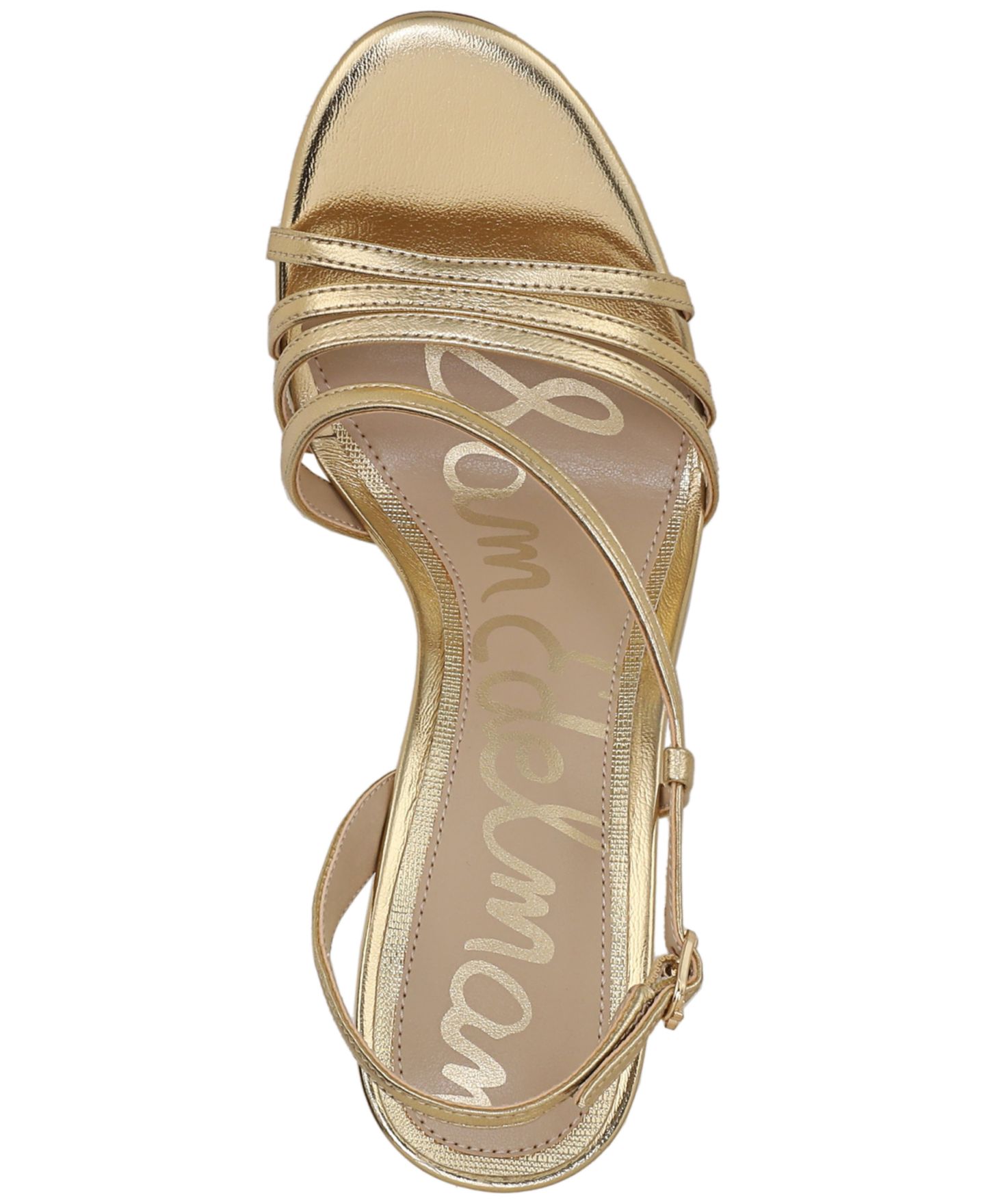 Женские сандалии Sam Edelman Charli Strappy, цвет: Янтарный золотой кожаный — фото 4