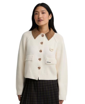 Women's Alverstone Kni Cropped Corduroy-Collar Cardigan