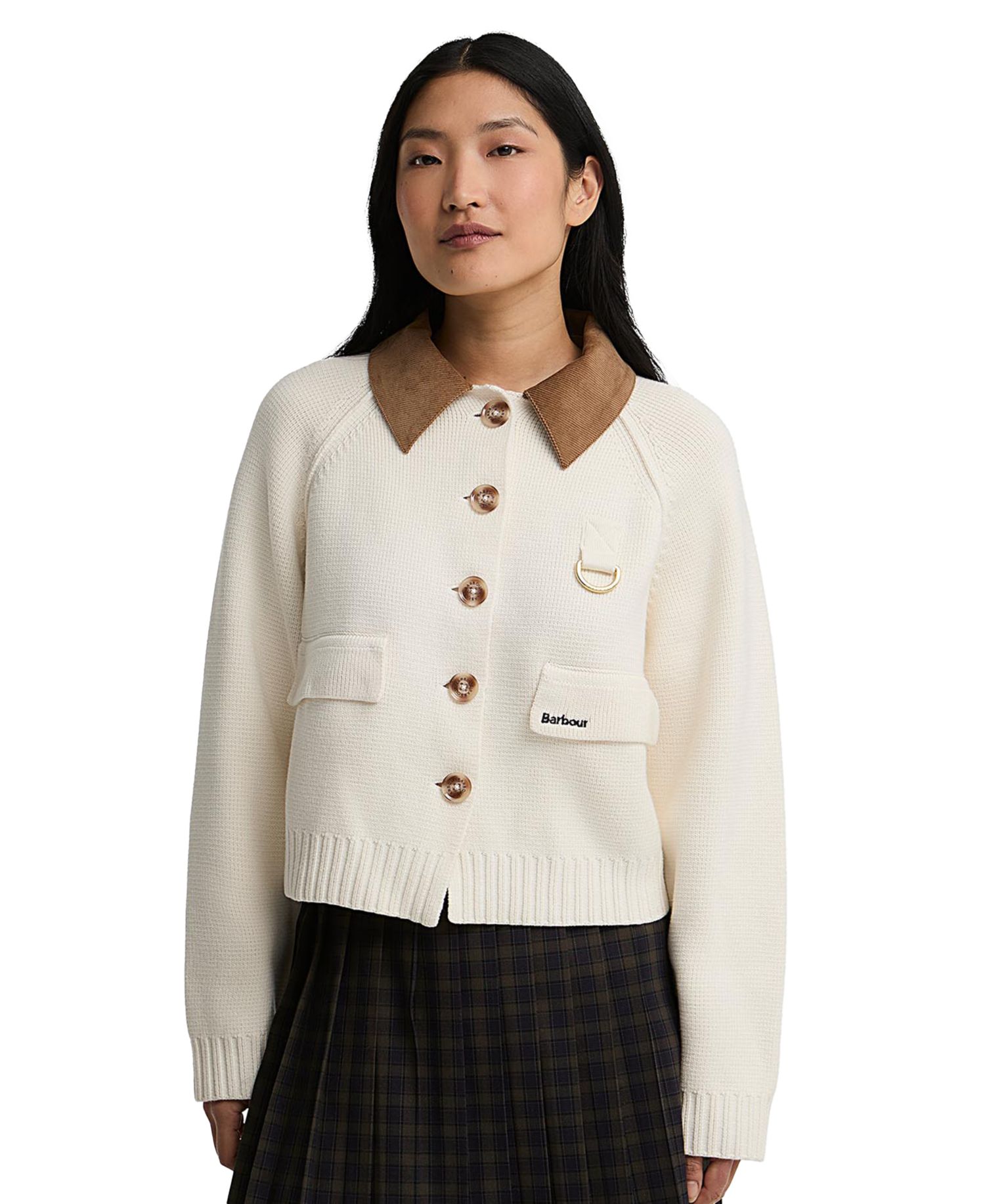 Women's Alverstone Kni Cropped Corduroy-Collar Cardigan