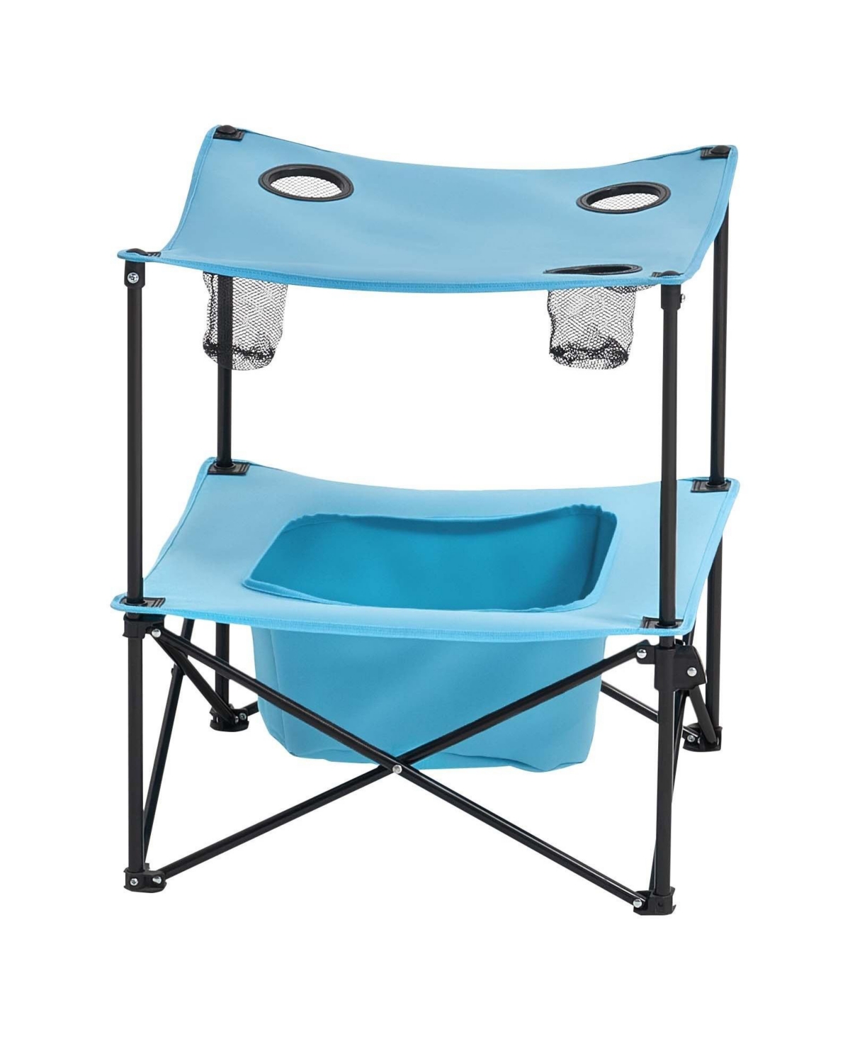 Sevorley Folding Camping Table with 4 Cup Holders and Carry Bag, Waterproof Oxford Beach Table