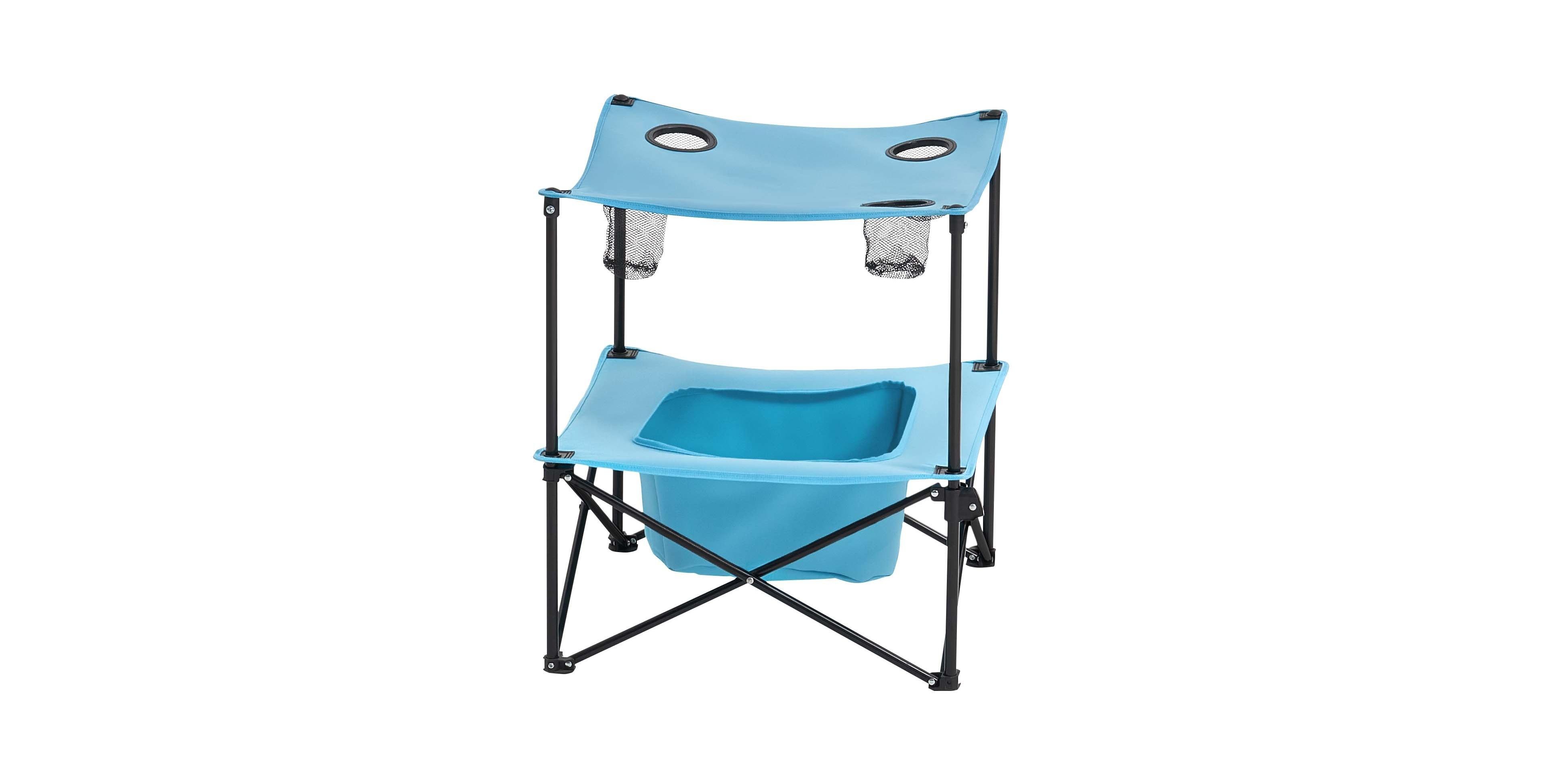 Sevorley Folding Camping Table with 4 Cup Holders and Carry Bag, Waterproof Oxford Beach Table