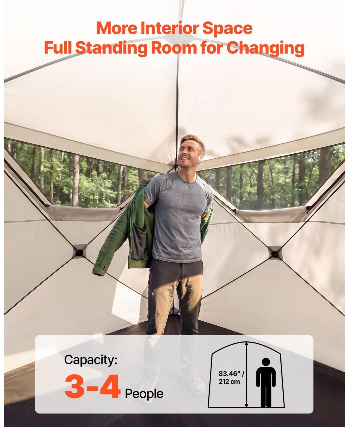 Sevorley 4-Person Pop-Up Instant Cabin Tent with Mesh Windows and Carry Bag