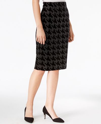 Bar III Embellished Houndstooth Pencil Skirt, Only at Macy's - Skirts ...