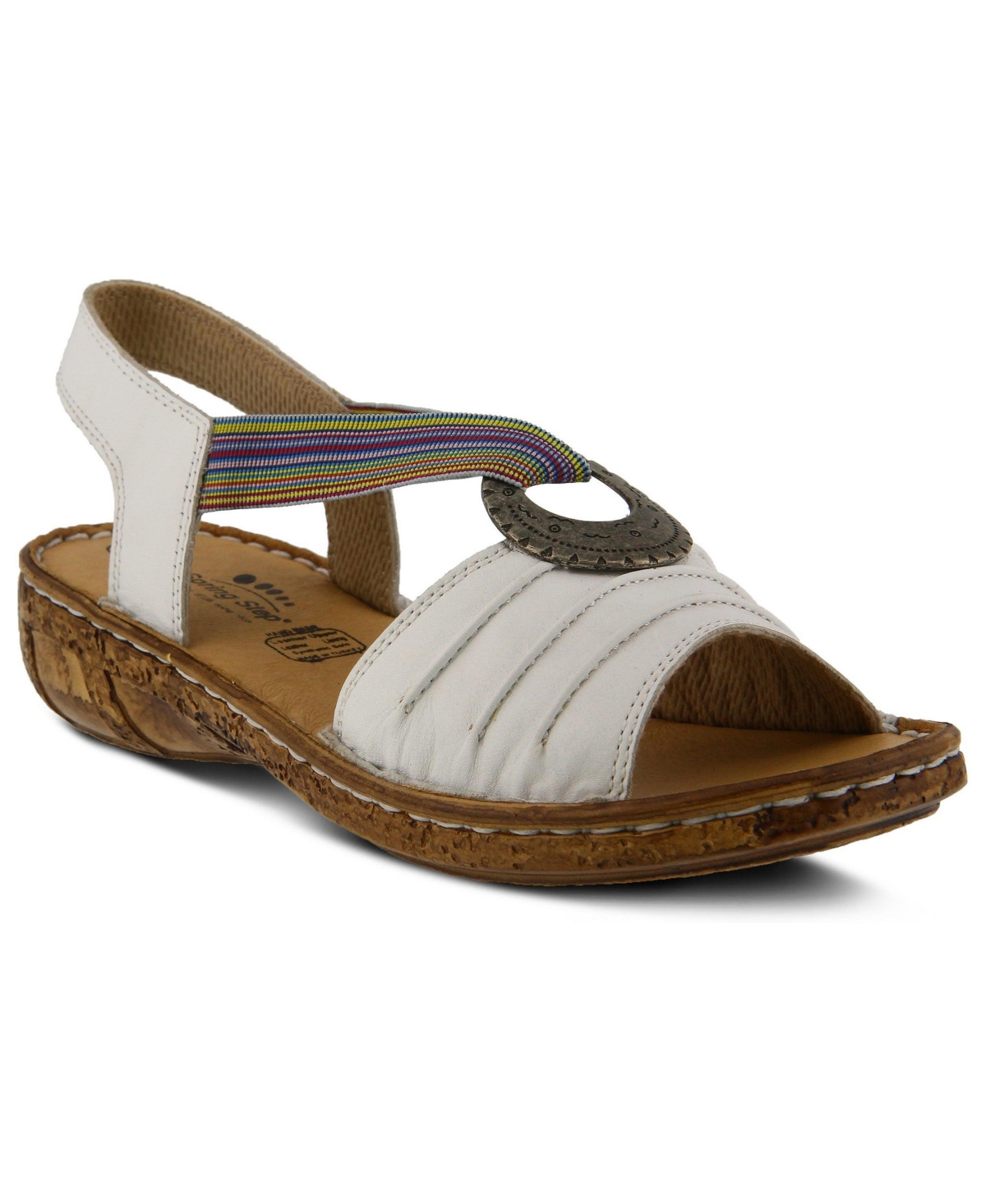 Spring Step Women's Karmel Wedge Sandal with Leather Upper - White