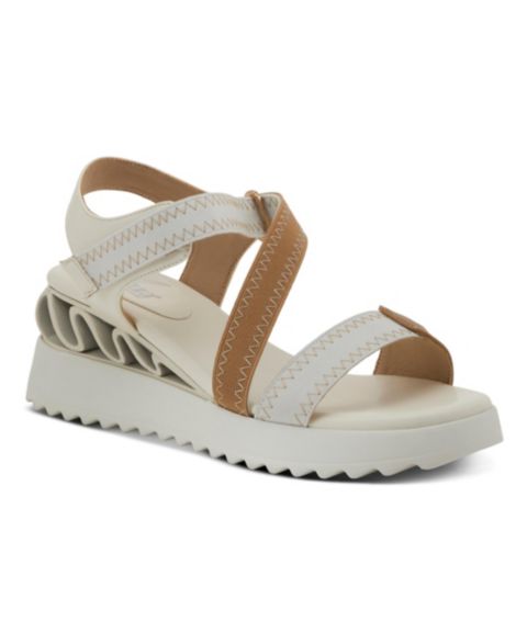 Женские сандалии Azura Coolbeans Hook and Loop Sandals - Zigzag Stitching, Adjustable D-Ring Closure, Cushioned Footbed, цвет: Бежевый разноцветный