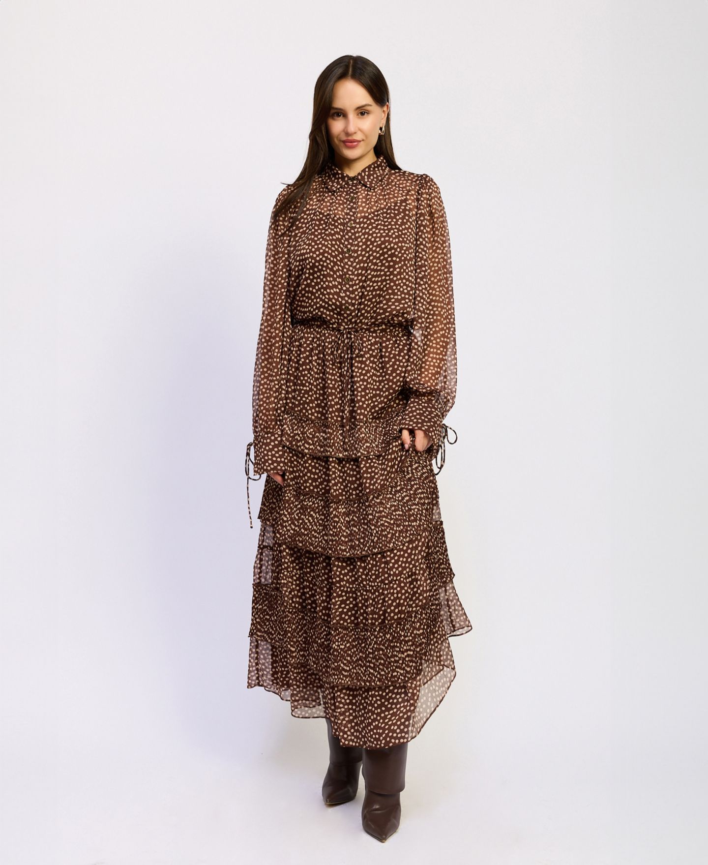 Женская юбка En Saison Diana High-Waisted Pleated Maxi, цвет: Коричневая слоновая кость — фото 2