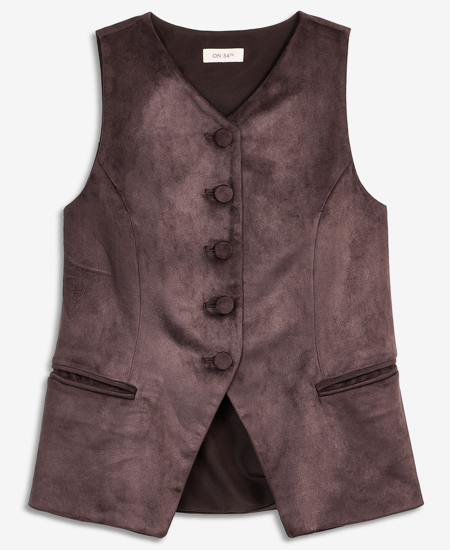 Женский жилет On 34th Faux Suede Longline Tailored, цвет: Ganache — фото 6