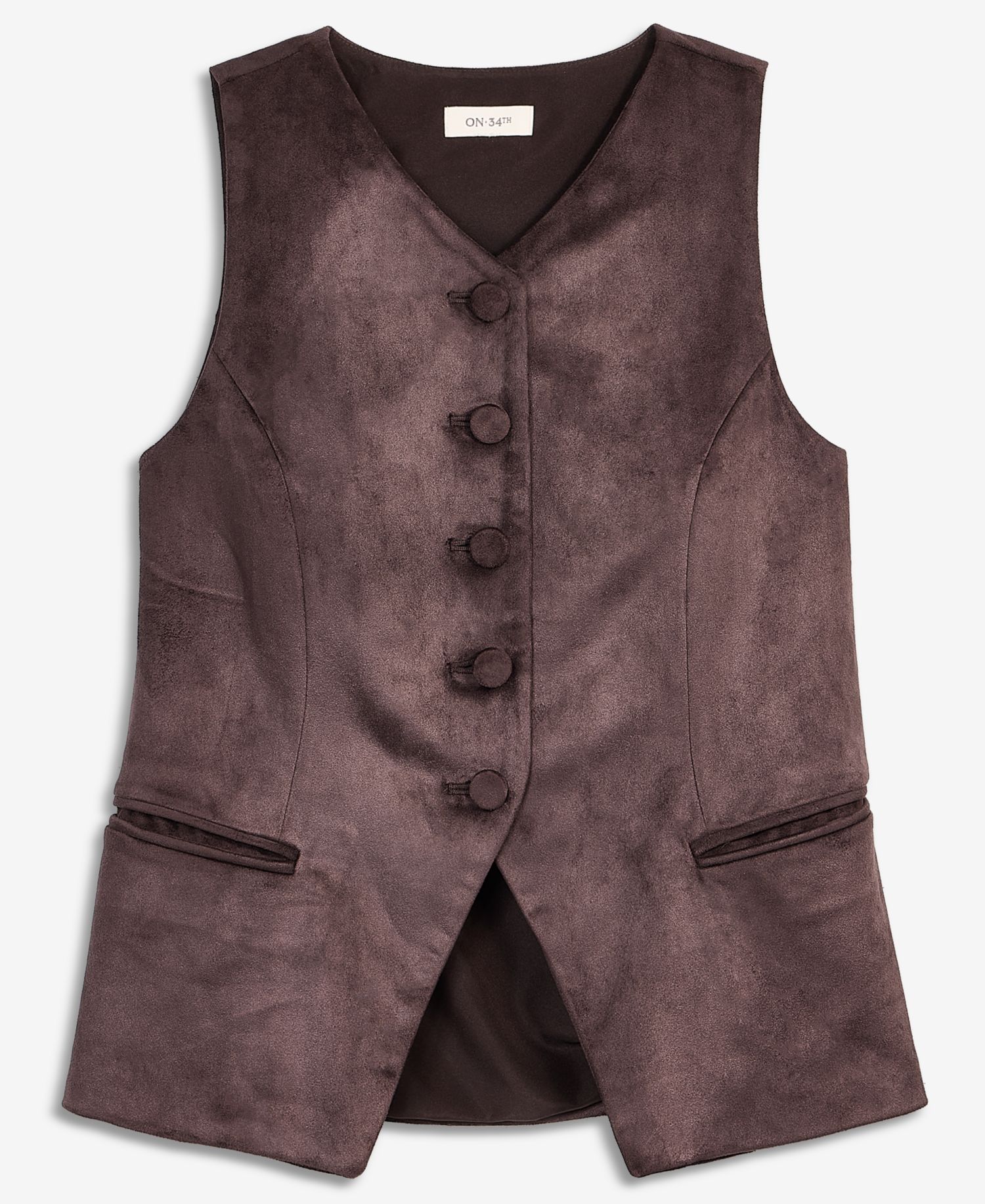 Women's Faux Suede Longline Tailored Vest
