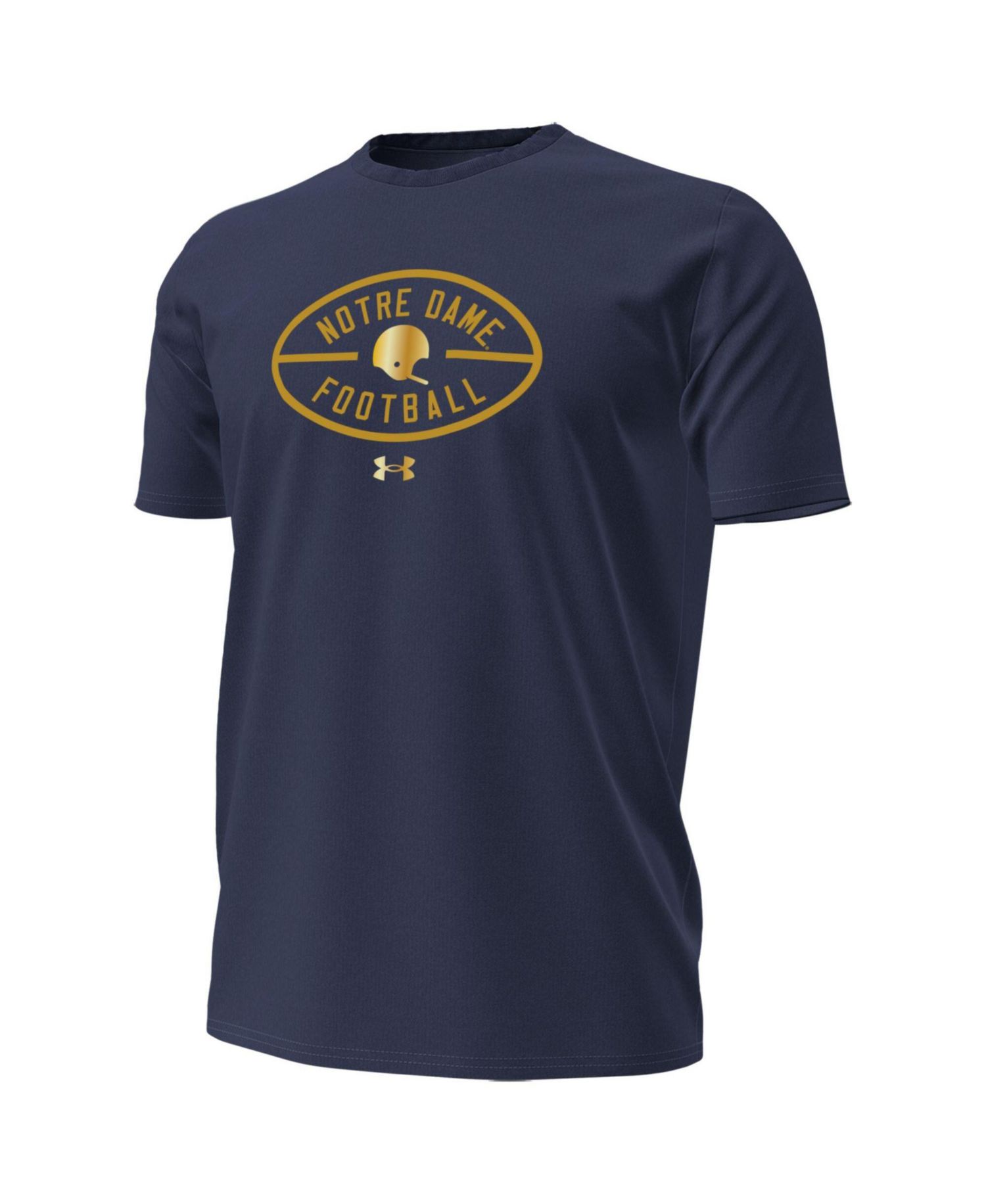 Men's Navy Notre Dame Fighting Irish 2026 Shamrock Series Metallic Football Icon Performance Cotton T-Shirt