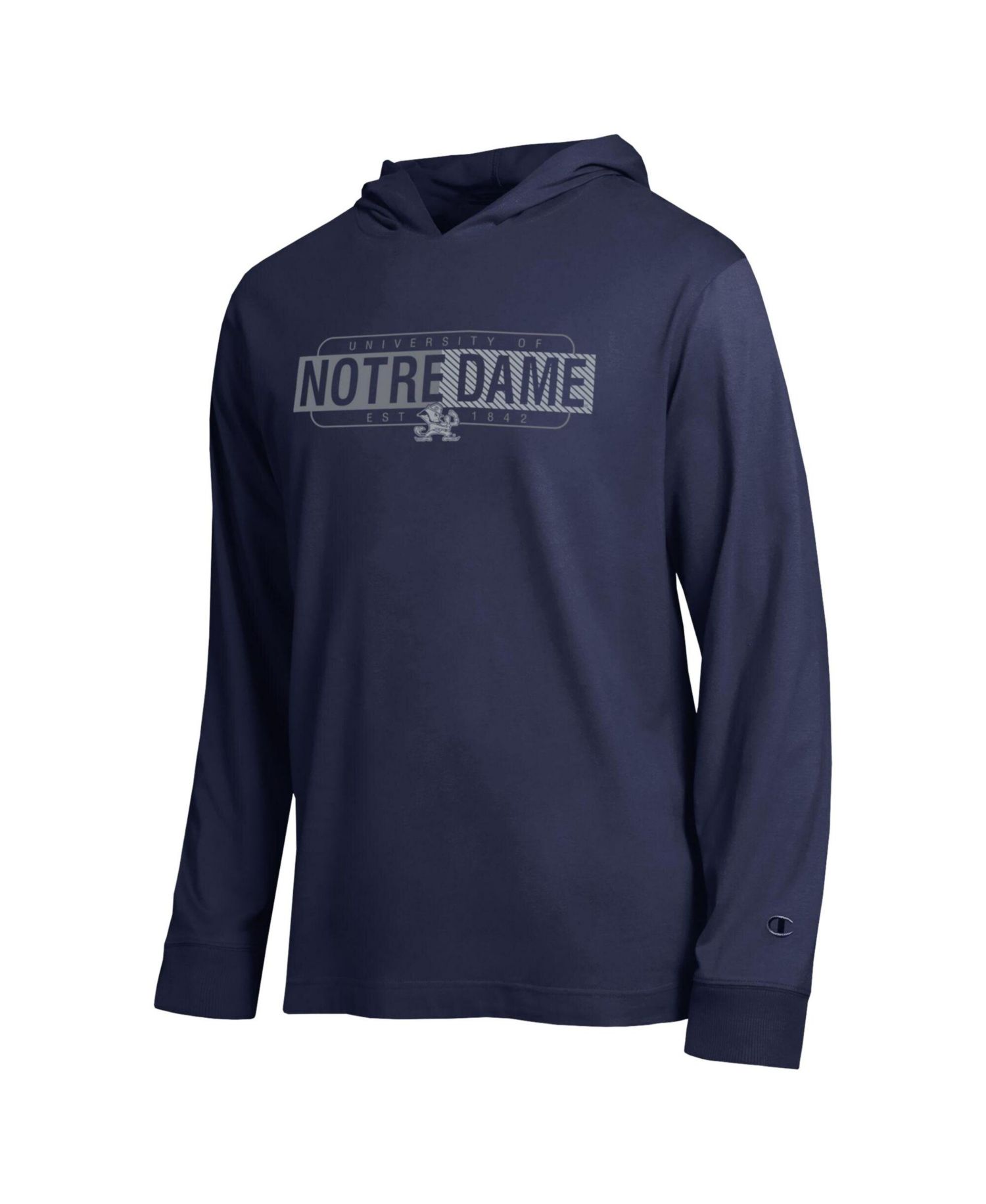 Men's Navy Notre Dame Fighting Irish Gradient All-Star Long Sleeve Hooded T-Shirt