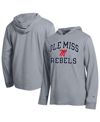 Men's Heather Gray Ole Miss Rebels High Motor All-Star Long Sleeve Hooded T-Shirt