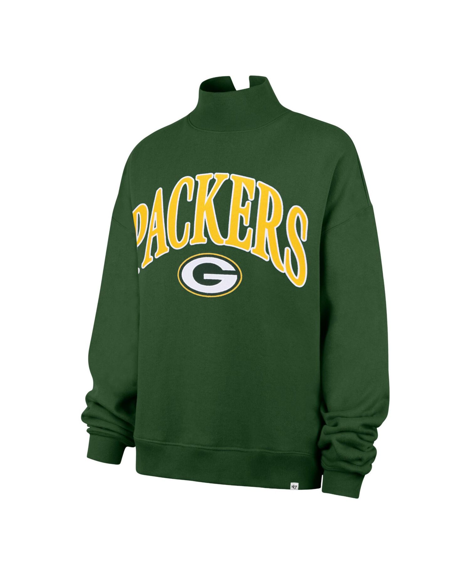 47 Brand Women's Green Green Bay Packers Oversized Vantage Mock Neck Sweatshirt