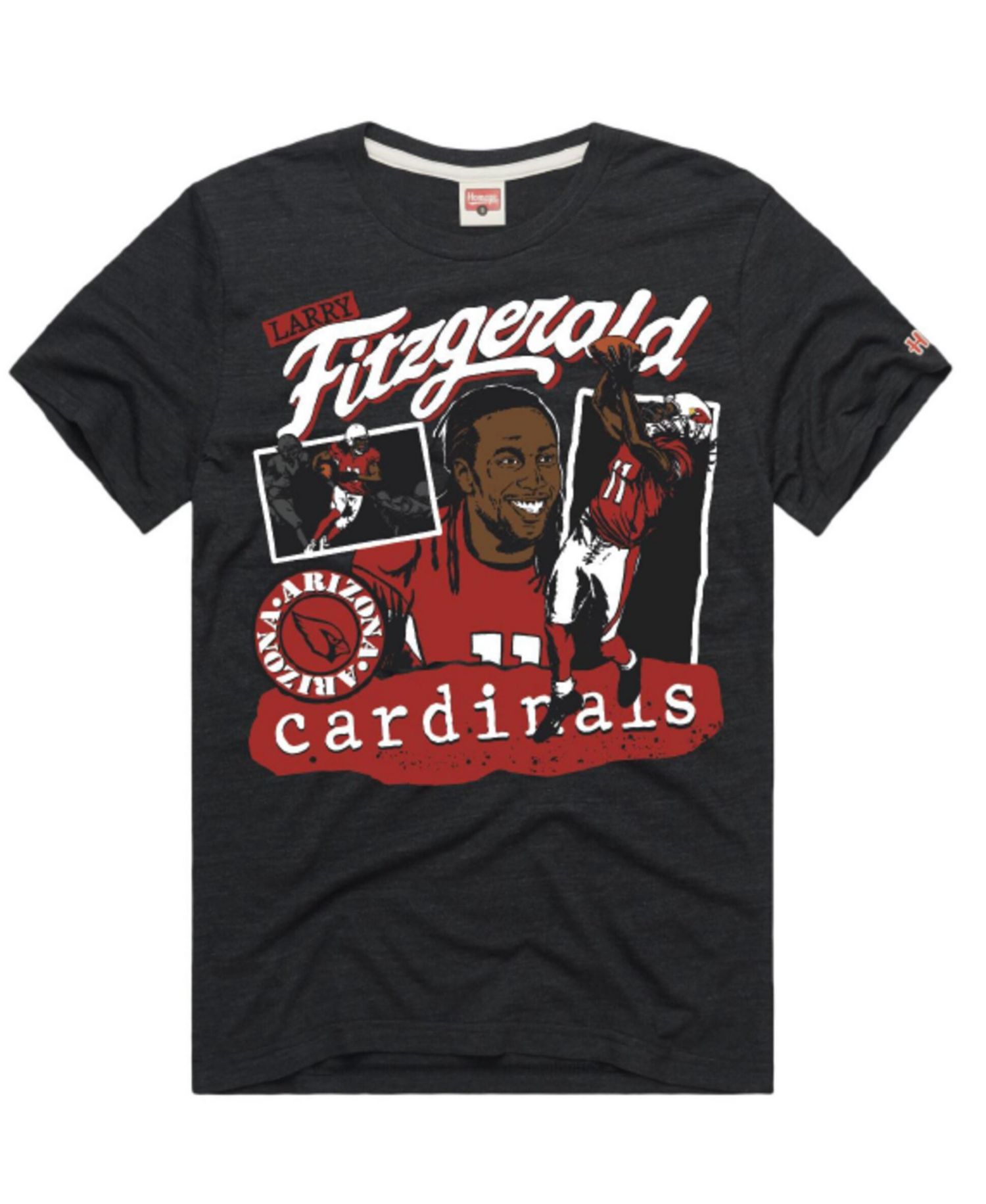 Men's and Women's Larry Fitzgerald Charcoal Arizona Cardinals Classic Illustration Tri-Blend T-Shirt