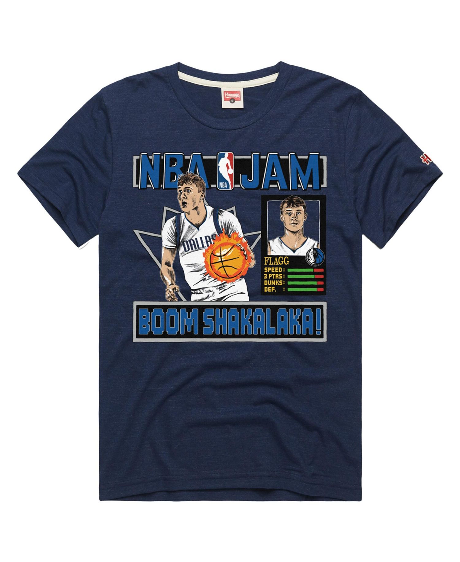 Men's and Women's Cooper Flagg Navy Dallas Mavericks NBA Jam Tri-Blend T-Shirt