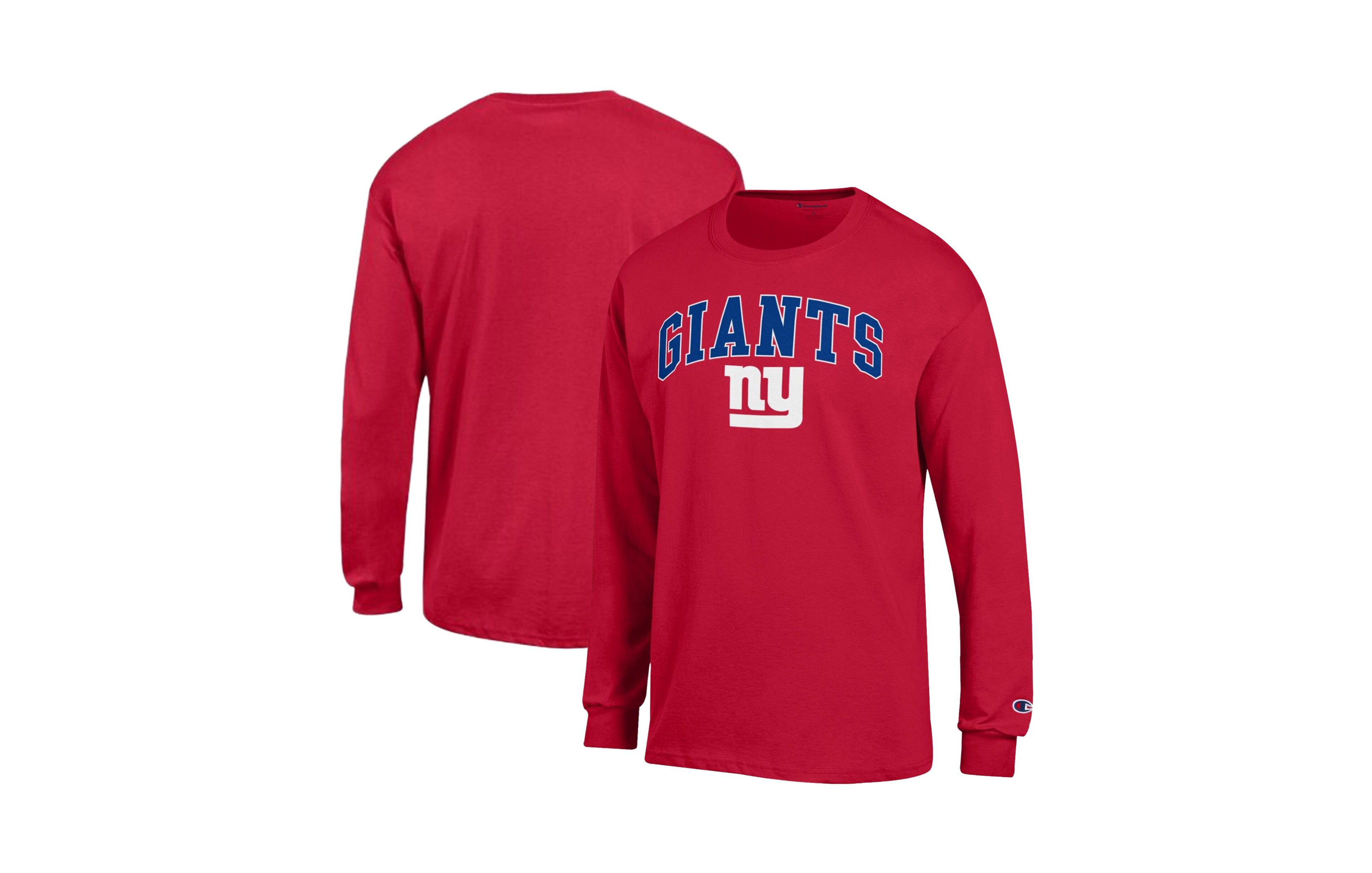 Champion Men's Red New York Giants Arch Over Logo Long Sleeve T-Shirt