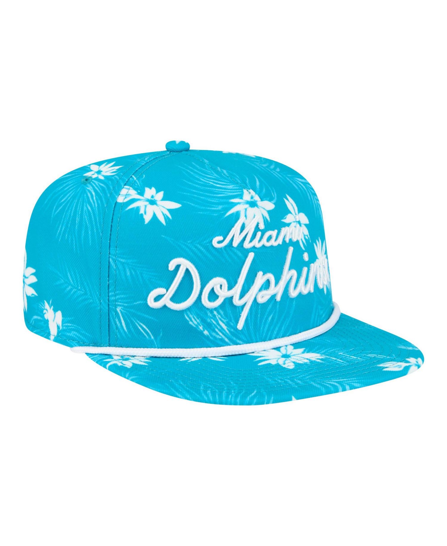 Men's Aqua Miami Dolphins Palm Print A-Frame 9FIFTY Snapback Hat
