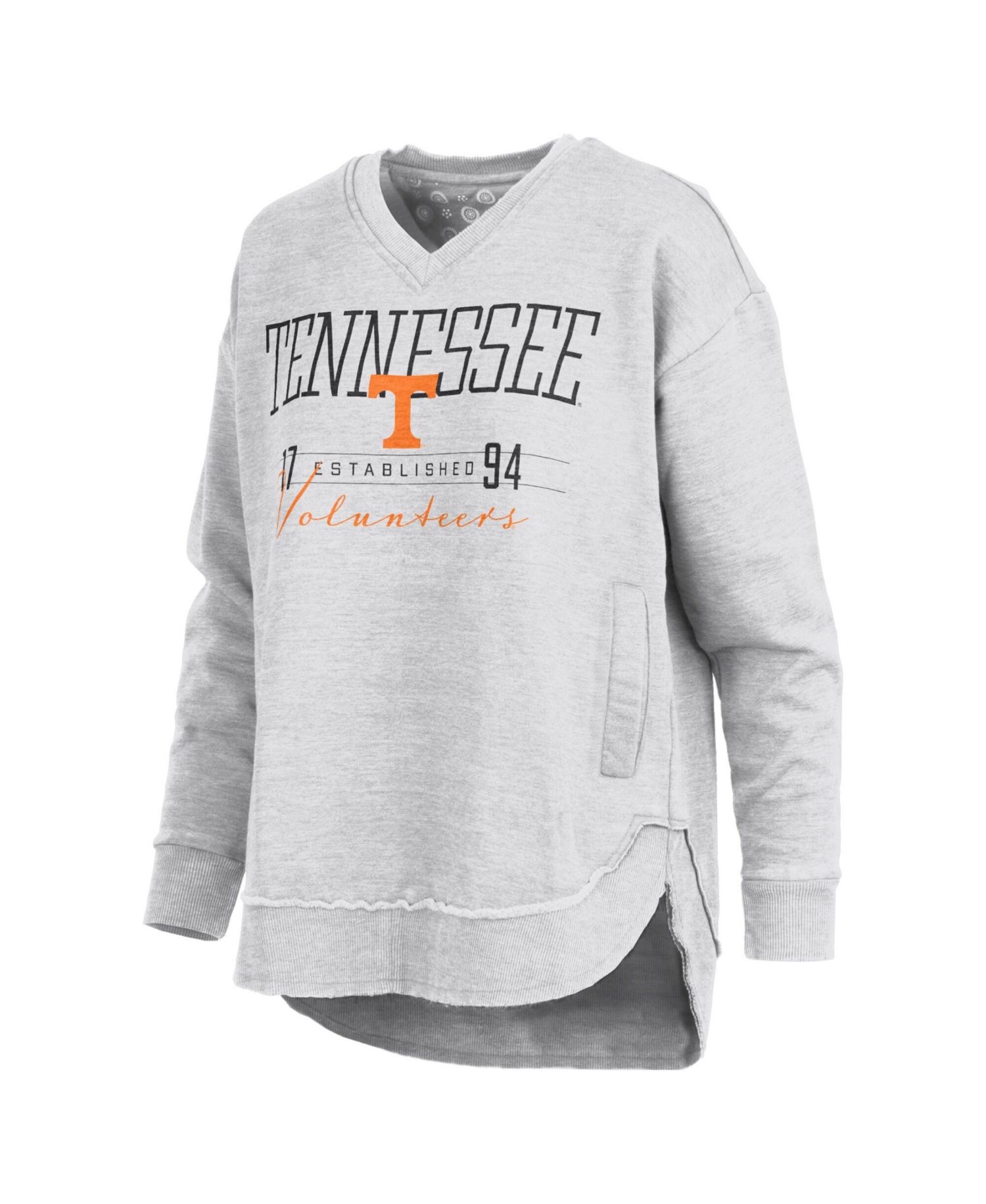 Women's Heather Gray Tennessee Volunteers Marcus East Hall Poncho V-Neck Sweatshirt