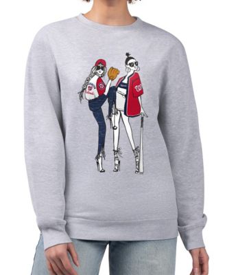 Women's Heather Gray Washington Nationals Baseball Girls Fleece Pullover Sweatshirt