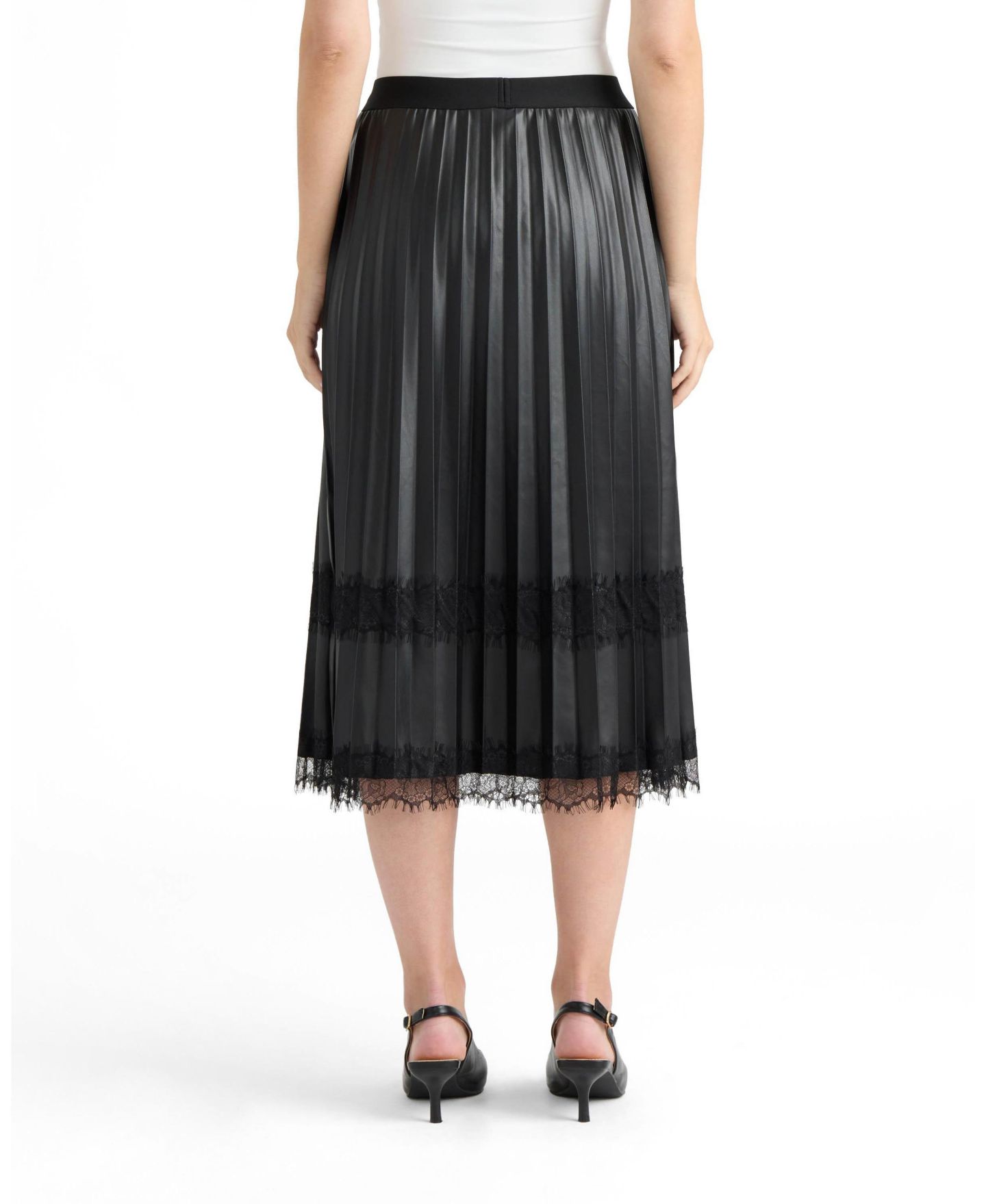 Женская юбка Ellen Tracy Pleated Lace Trim, цвет: Чёрный — фото 2