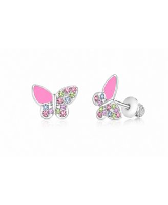 Kids Butterfly Hypoallergenic Earrings for Girls with Surgical Titanium Screwbacks