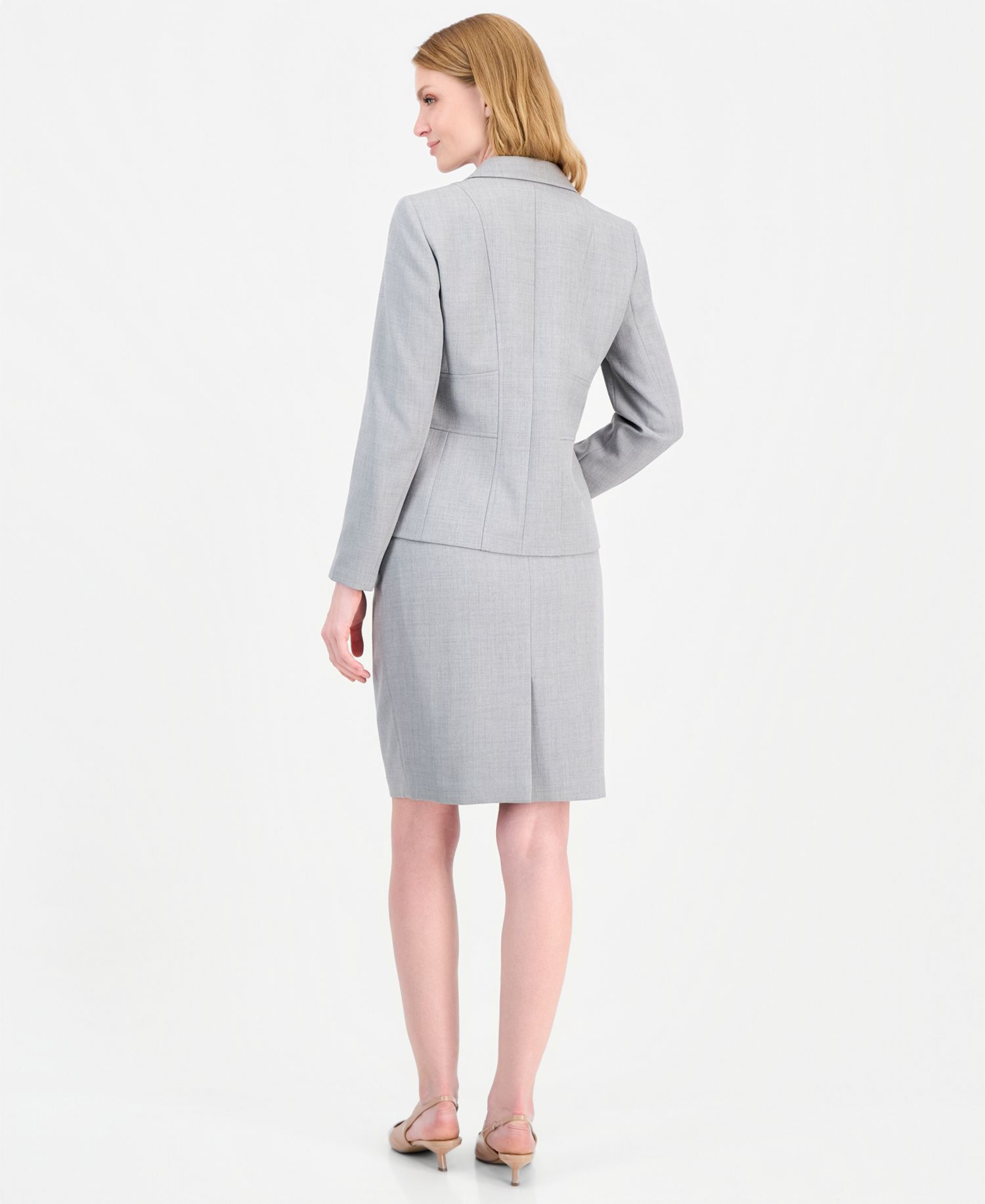 Women's Melange Slim-Fit Peak-Lapel 3-Button Blazer and Skirt, 2-Piece Set