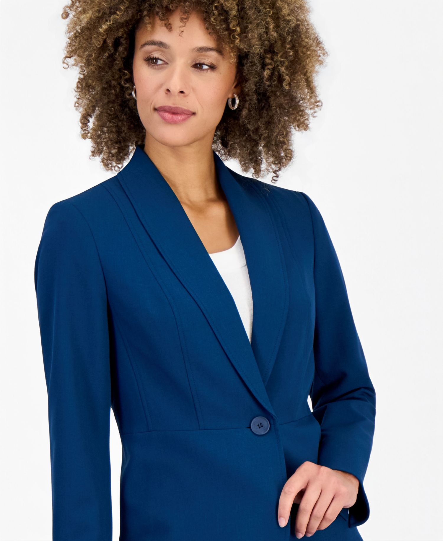 Women's Shawl-Collar Wide-Leg Jacket and Pants Suit, 2-Piece Set