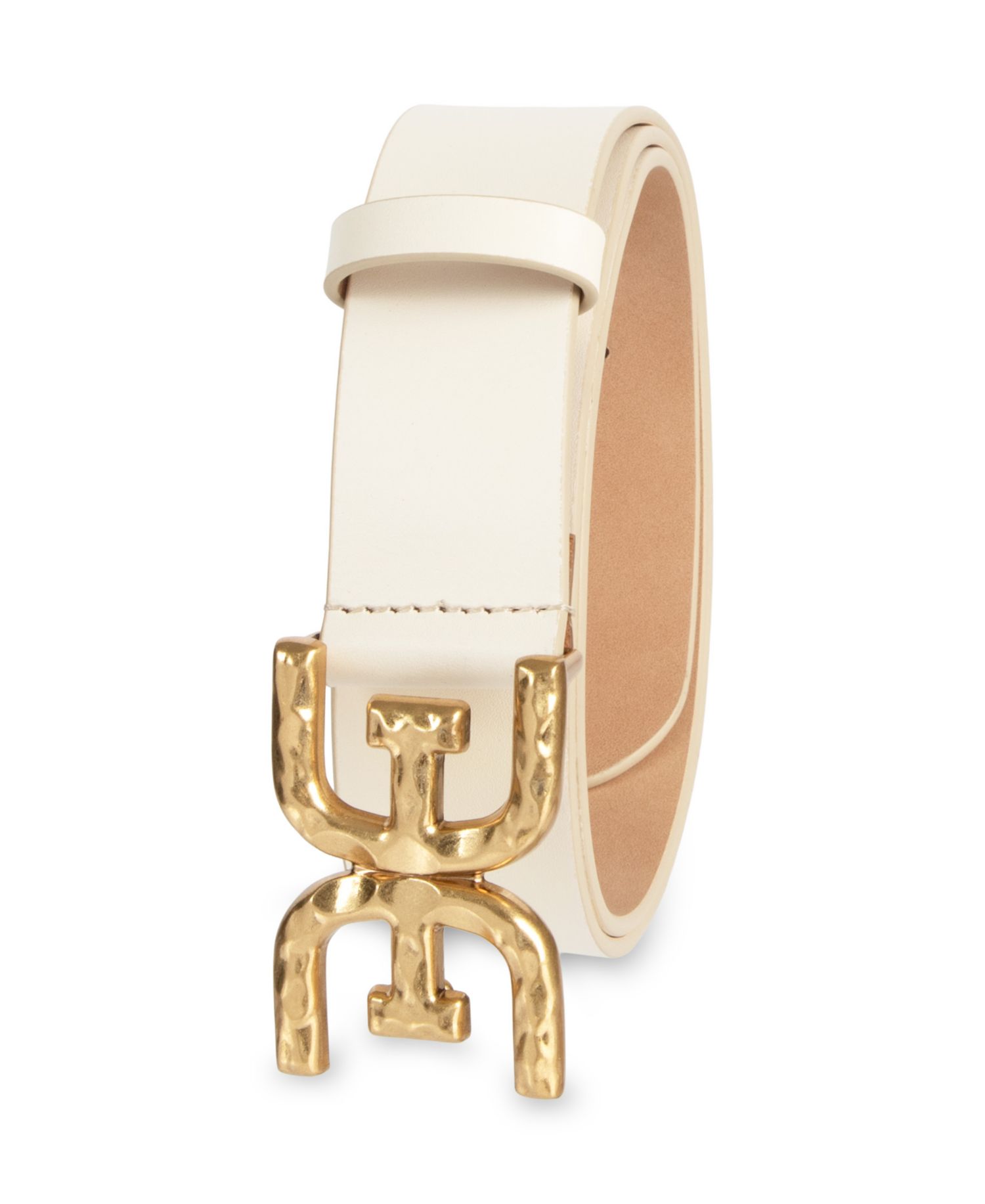 Hammered Double-E Logo Plaque Buckle Belt