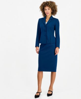 Women's Peplum Pencil Notched-Collar Jacket and Skirt, 2-Piece Set