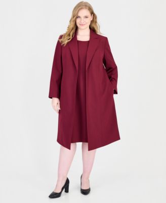 Plus Size Peak Lapel Topper and Basic Sheath Dress, 2-Piece Set