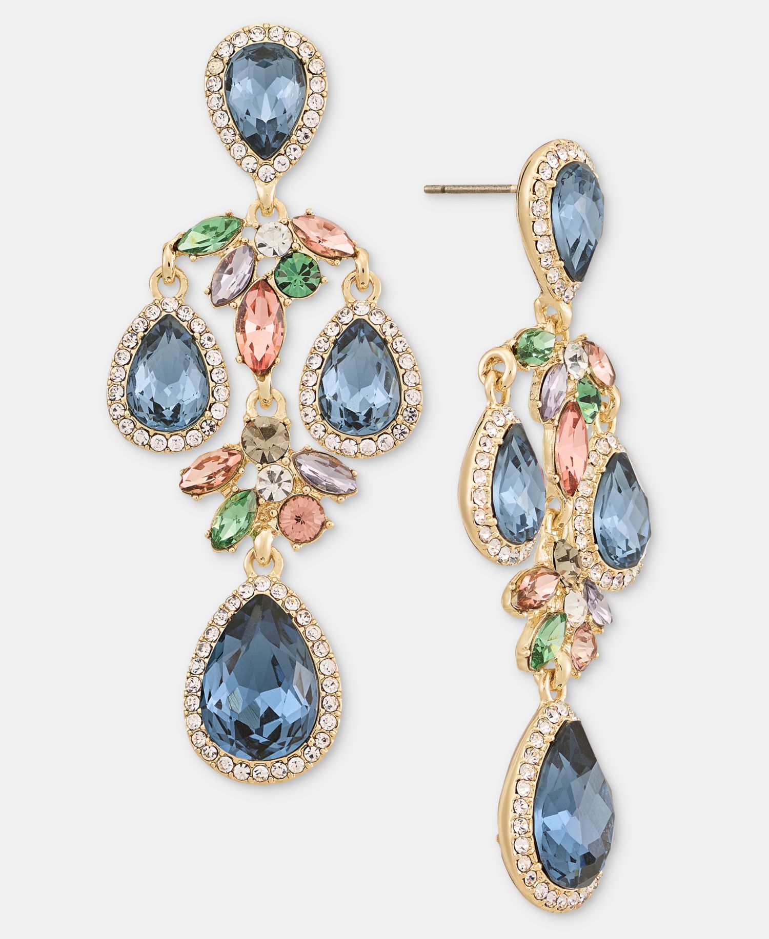 Crystal Pear-Shape Halo Chandelier Earrings