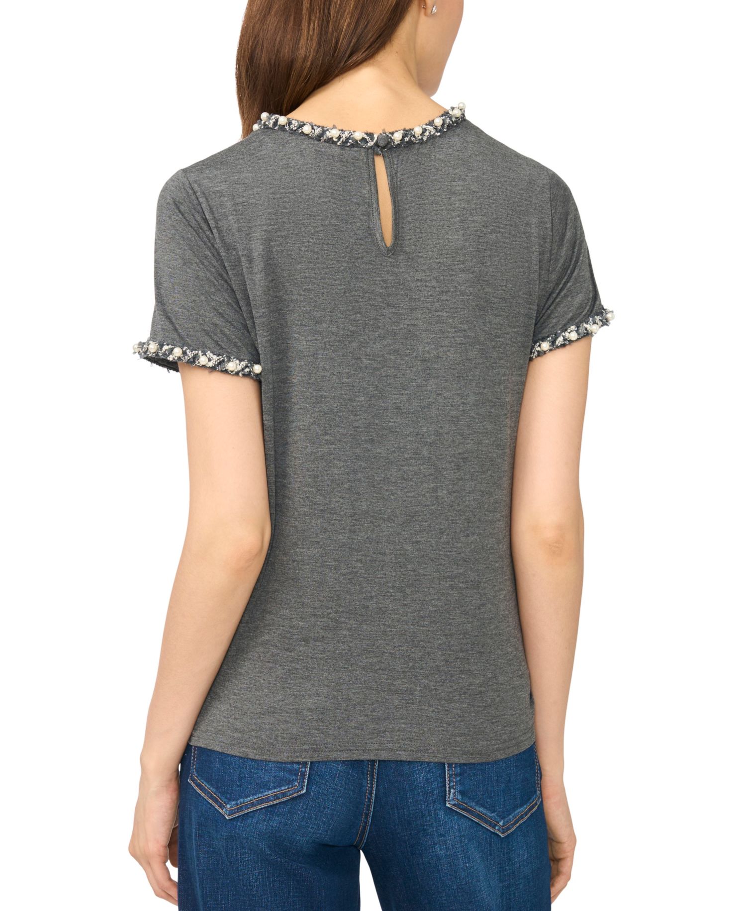 Women's Short-Sleeve Embellished Crew Neck Tee