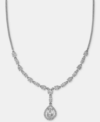 Cubic Zirconia Lariat Necklace, 16" + 3" extender