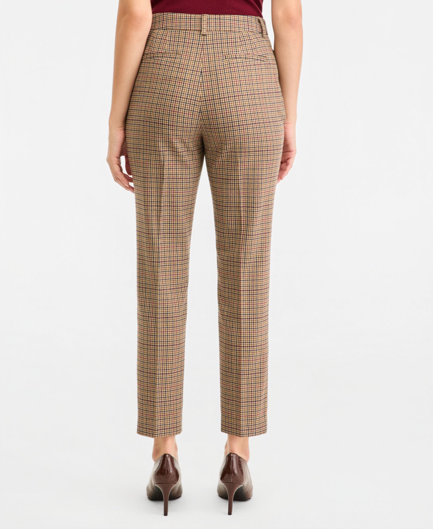 Женские брюки Tahari ASL Glenn Plaid Straight-Leg, цвет: Клюквенный разноцветный — фото 2