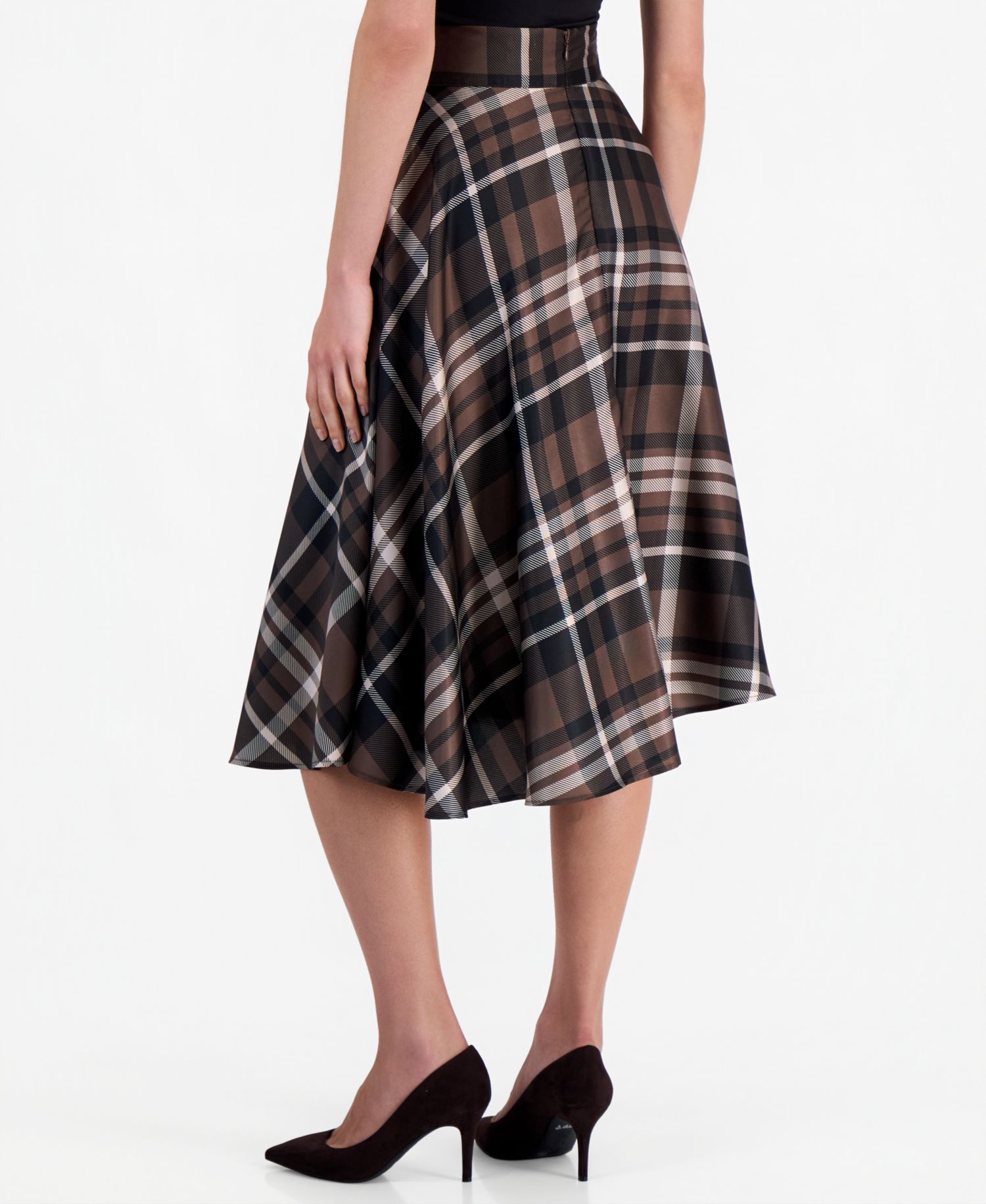 Women's Plaid High-Waisted Midi Skirt