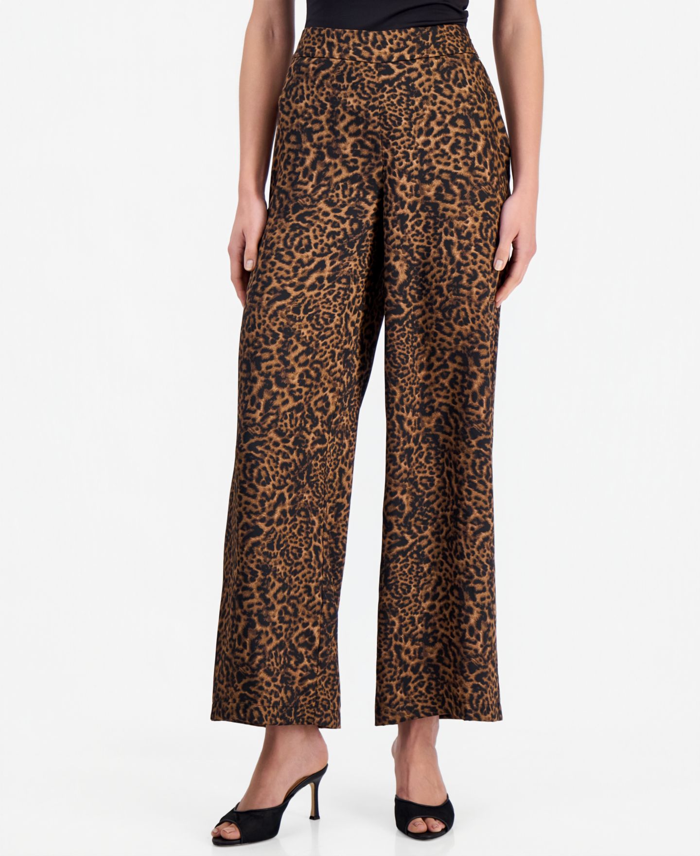 Женские брюки Tahari ASL Satin Wide-Leg Animal-Print, цвет: Орех чёрный леопардовый — фото 4