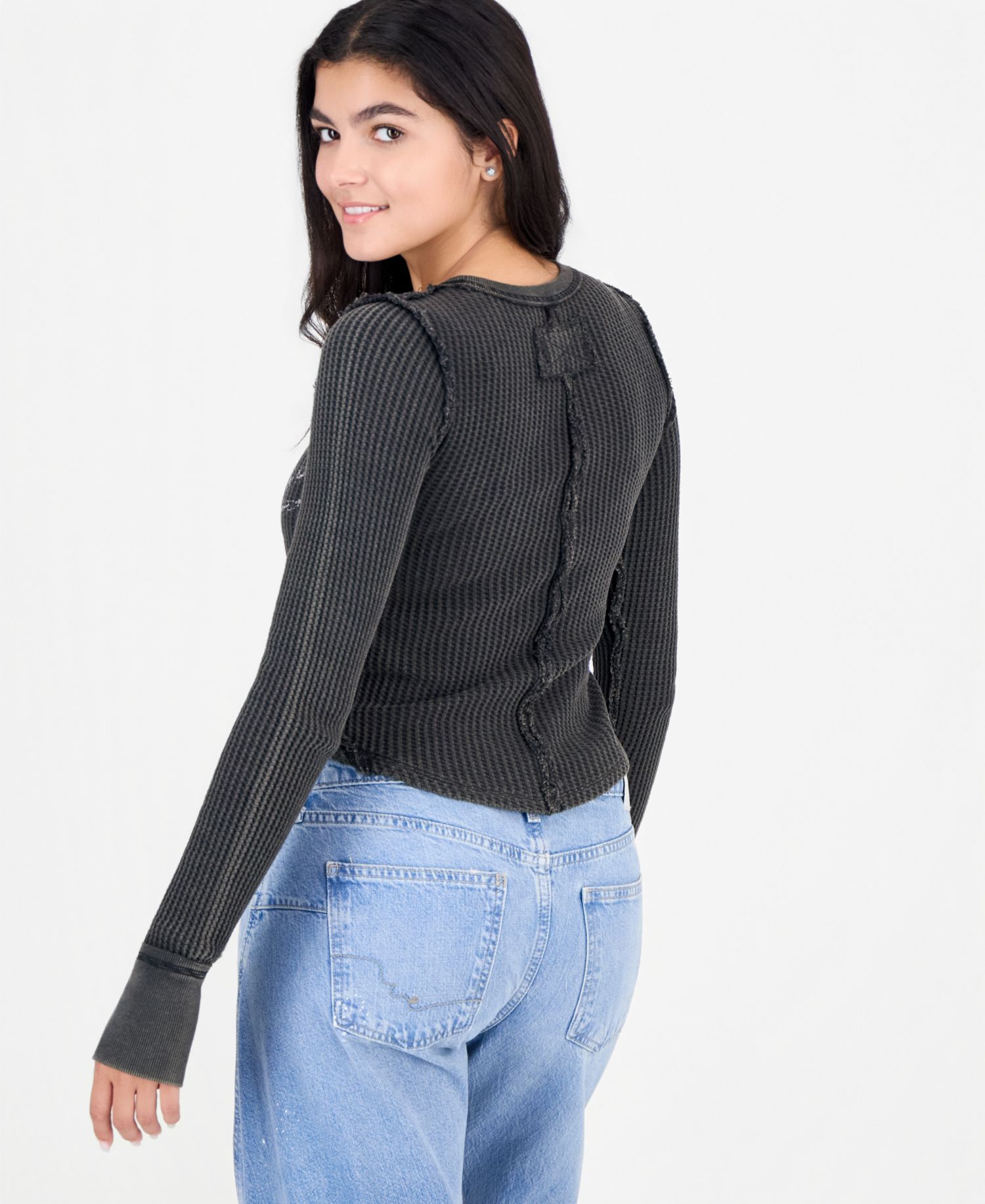 Women's Lucky Locket Long-Sleeve Scoop Neck Graphic T-Shirt