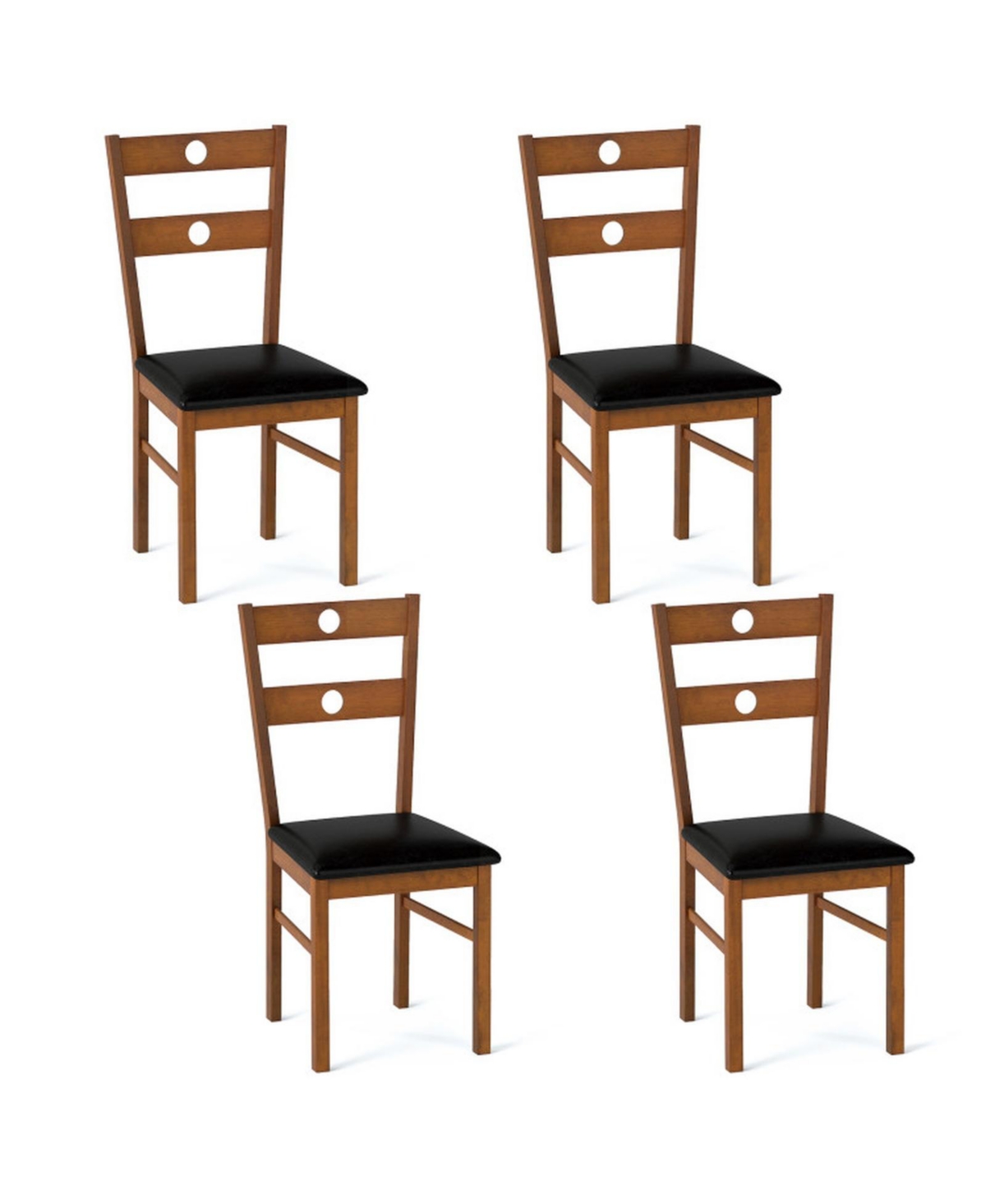 Sugift Armless Wooden Dining Chairs Set of 4 with Hollowed Backrest