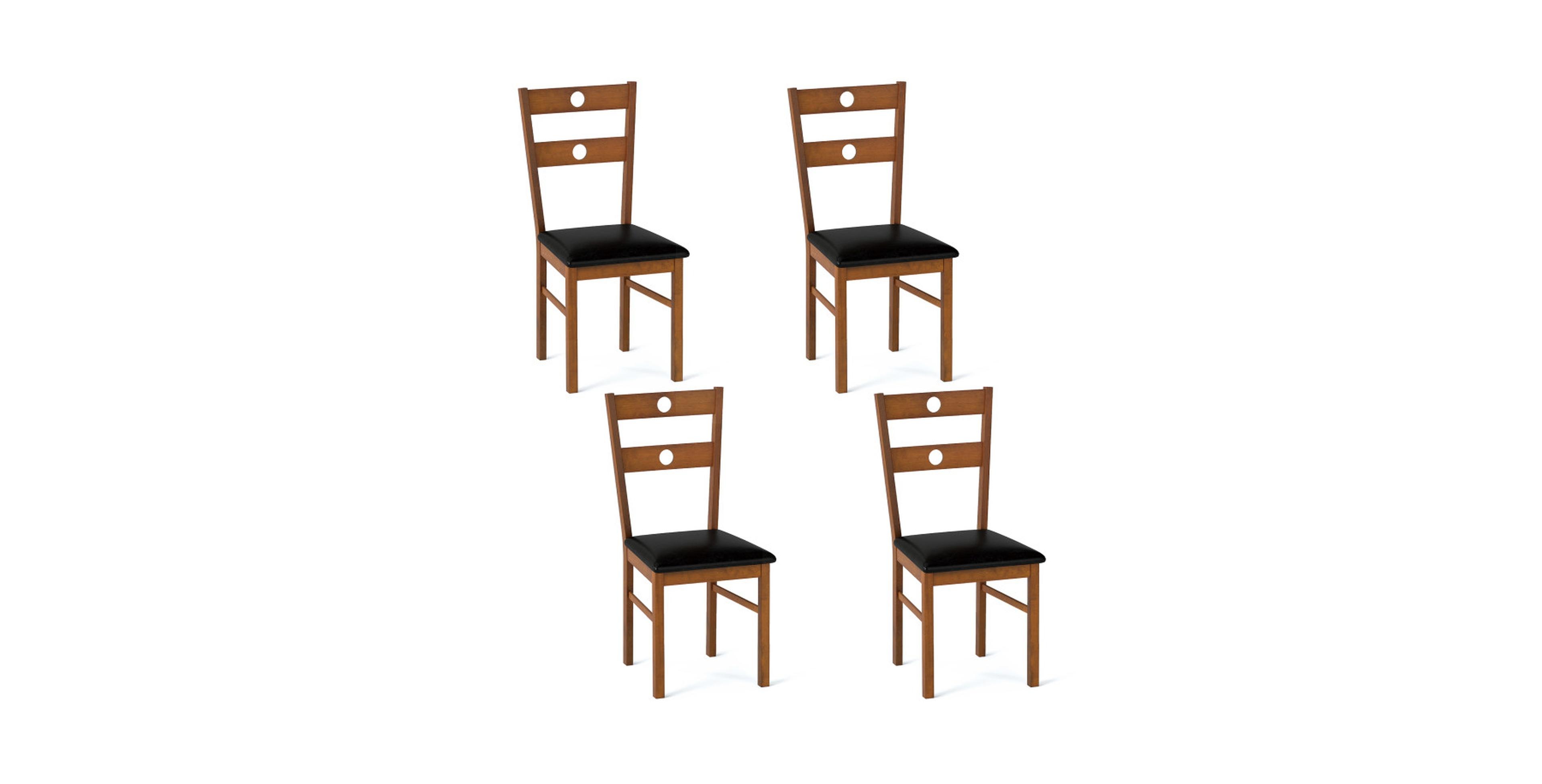 Sugift Armless Wooden Dining Chairs Set of 4 with Hollowed Backrest