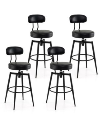  Swivel Bar Stools Set of 4 with Faux Leather Upholstered Seat