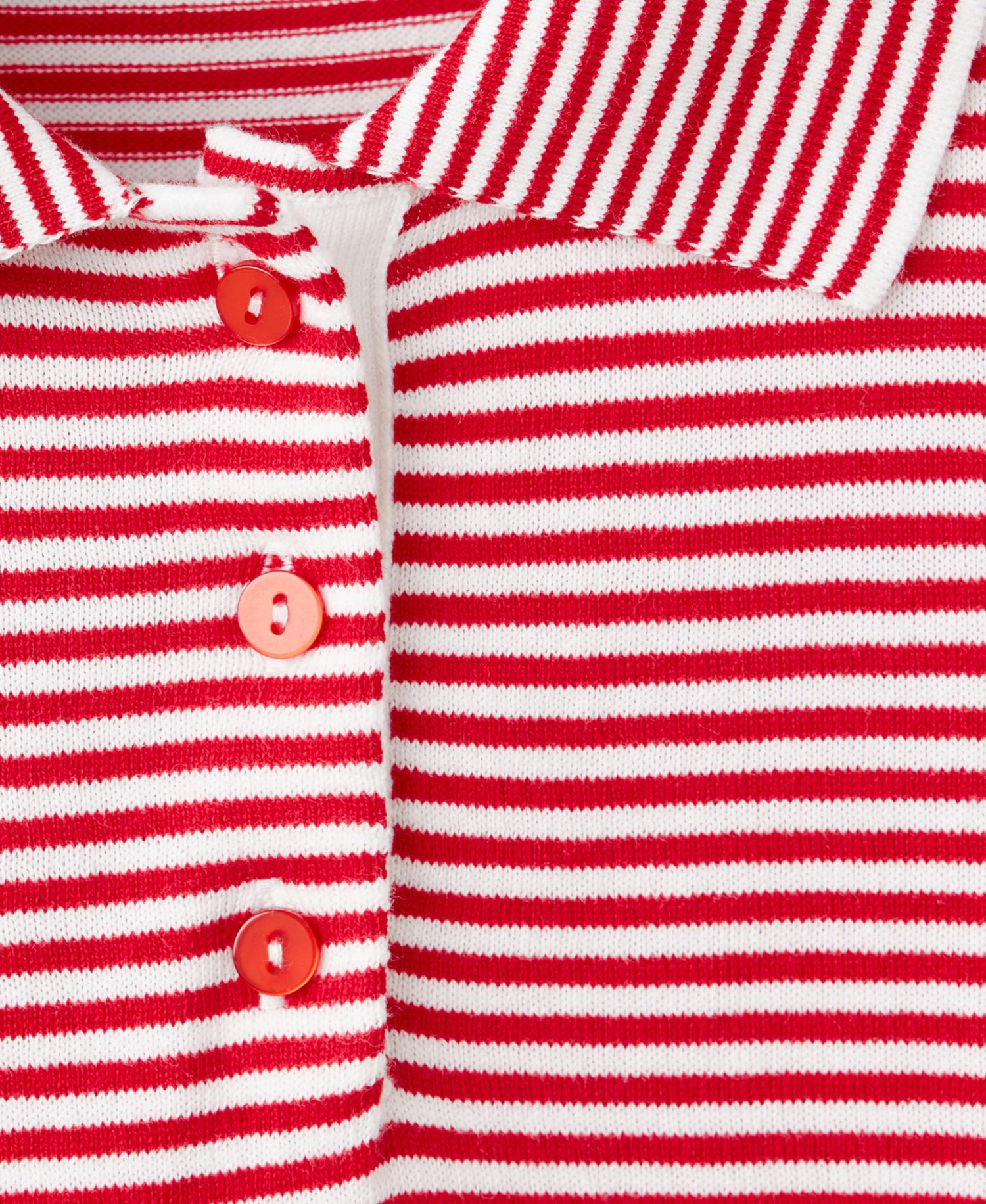 Women's Striped Polo Short-Sleeve Sweater