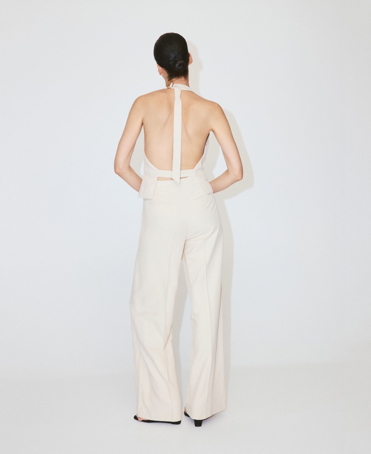 Women's Combined Halter Open-Back Wide-Leg Jumpsuit